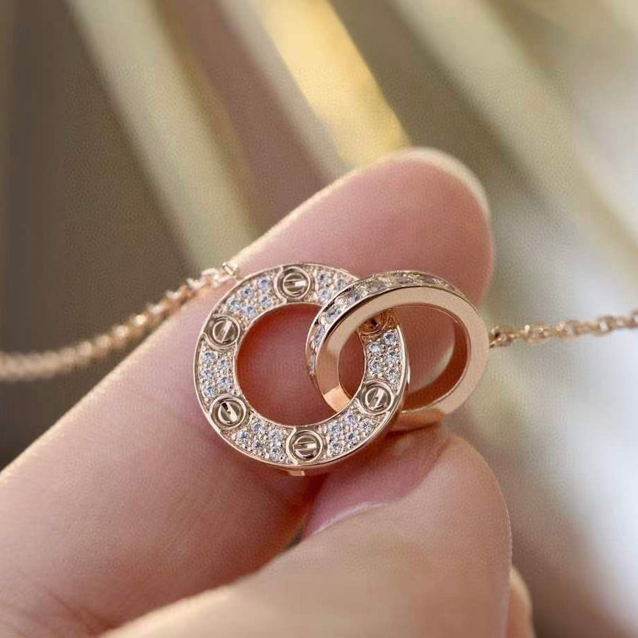 [Love Lucky]LOVE  FULL DIAMOND PENDANT NECKLACE