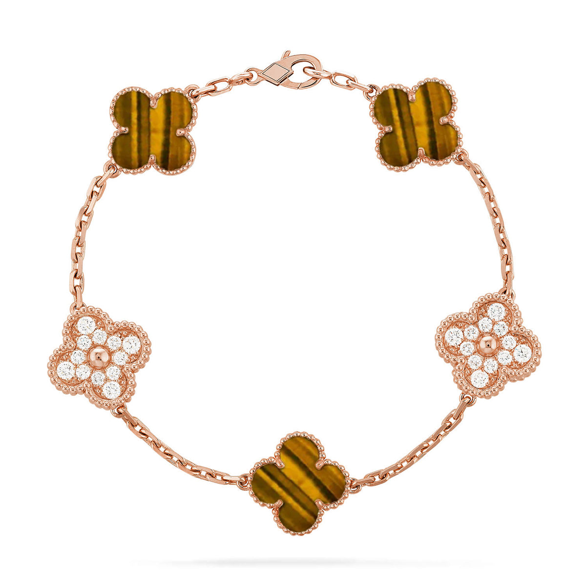 [Love Lucky] CLOVER 5 MOTIFS TIGER EYE BRACELET COLLECTION