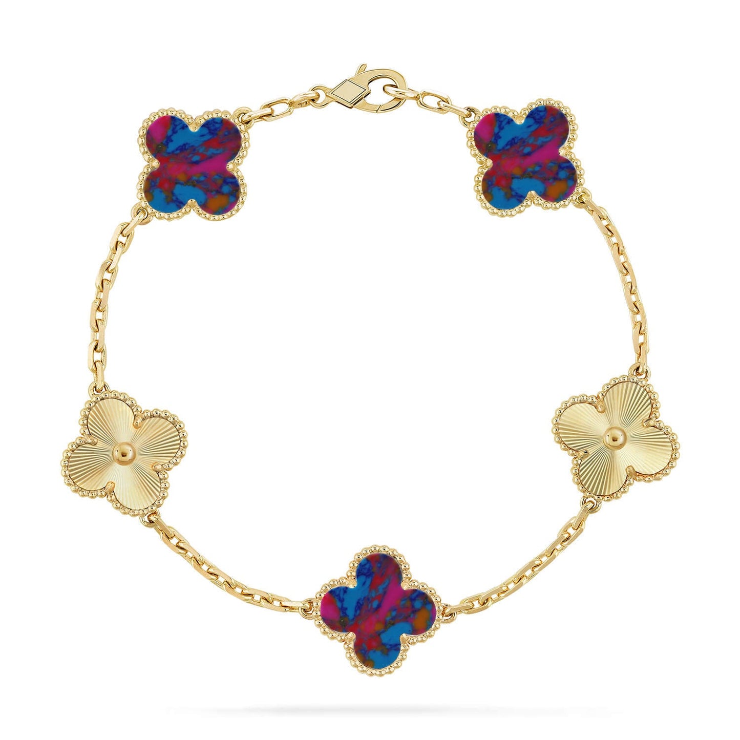 [Love Lucky]CLOVER 5 MOTIF COLOR GEMSTONES BRACELET COLLECTION