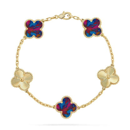 [Love Lucky]CLOVER 5 MOTIF COLOR GEMSTONES BRACELET COLLECTION