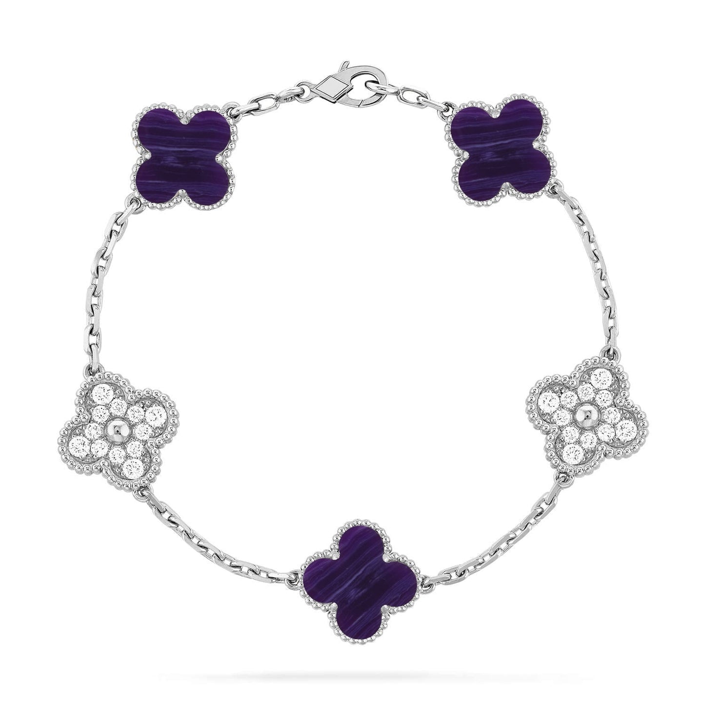 [Love Lucky]CLOVER 5 MOTIF PURPLE STRIPES BRACELET COLLECTION