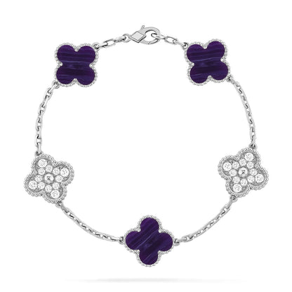 [Love Lucky]CLOVER 5 MOTIF PURPLE STRIPES BRACELET COLLECTION