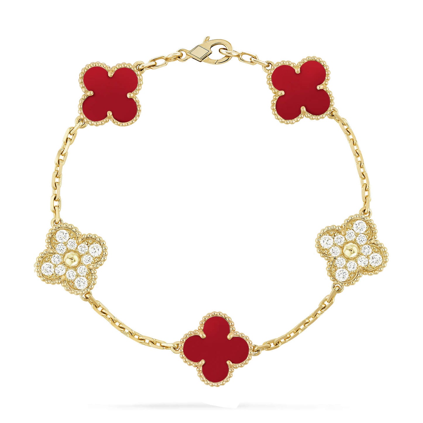 [Love Lucky] CLOVER 5 MOTIF RED CORNELIAN BRACELET COLLECTION
