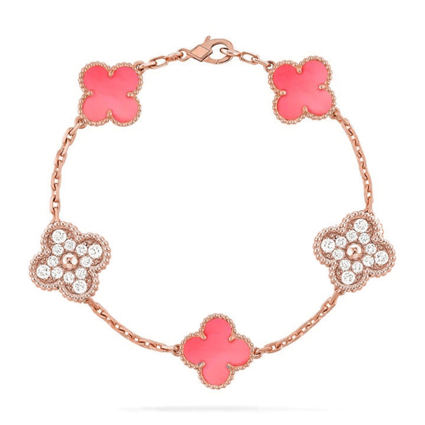 [Love Lucky] CLOVER 5 MOTIFS  PINK MOP BRACELET COLLECTION