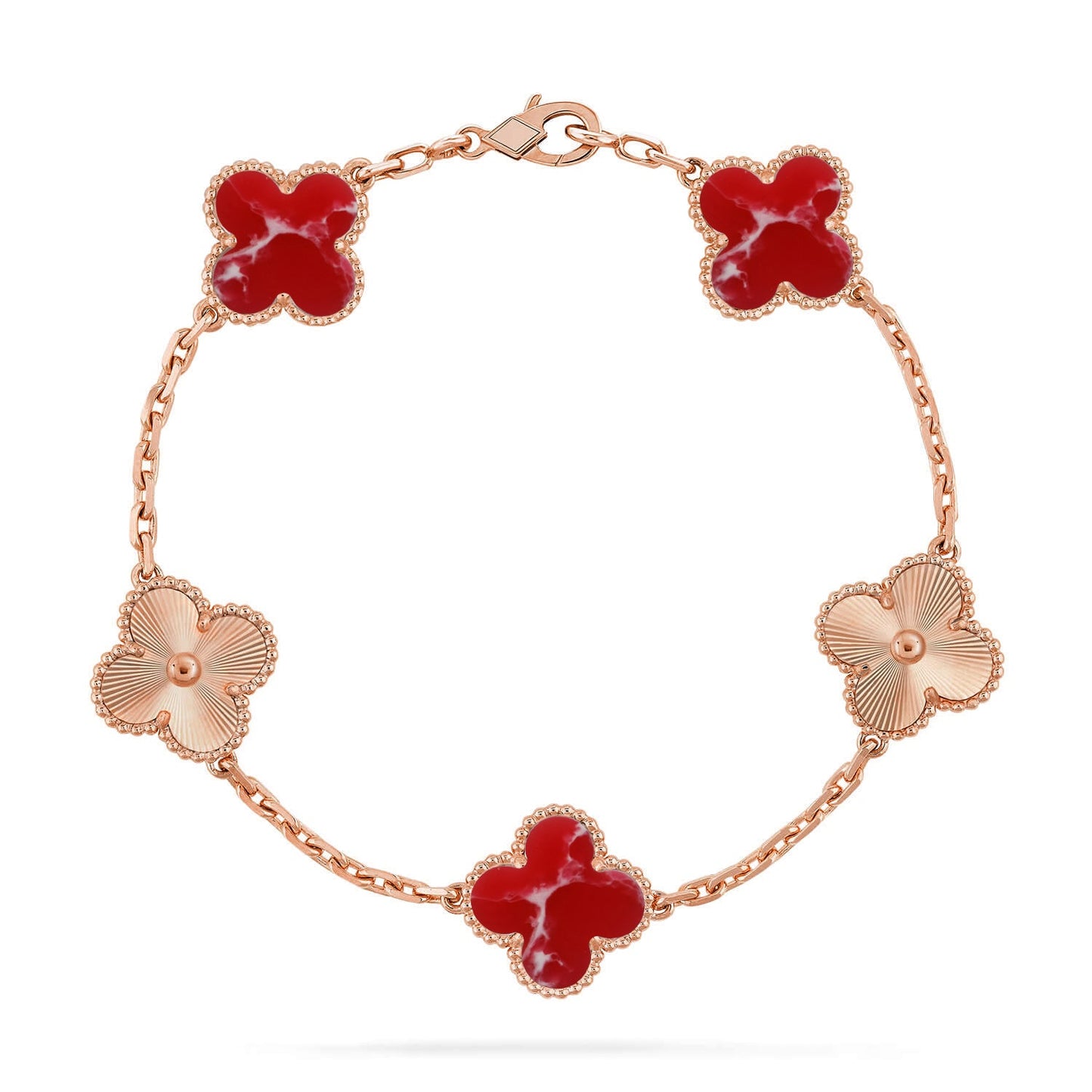 [Love Lucky]CLOVER 5 MOTIF RED PATTERN BRACELET COLLECTION