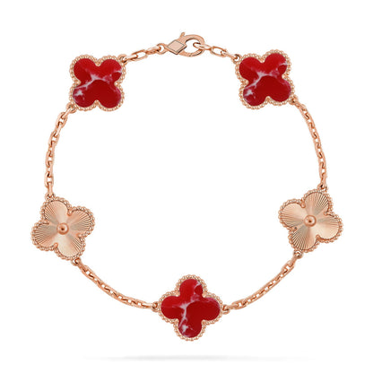 [Love Lucky]CLOVER 5 MOTIF RED PATTERN BRACELET COLLECTION