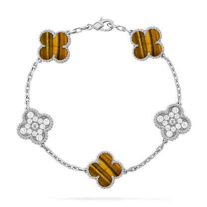 [Love Lucky] CLOVER 5 MOTIFS TIGER EYE BRACELET COLLECTION