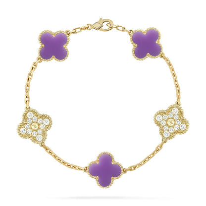 [Love Lucky]CLOVER 5 MOTIF LIGHT PURPLE BRACELET COLLECTION