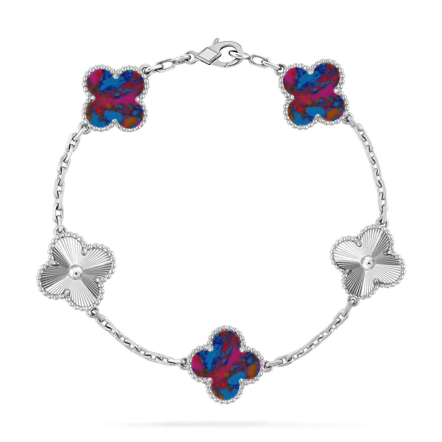 [Love Lucky]CLOVER 5 MOTIF COLOR GEMSTONES BRACELET COLLECTION