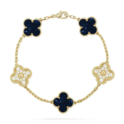 [LoveLucky]Clover 5-Motif Malachite & Pietersite Bracelet Stack Set
