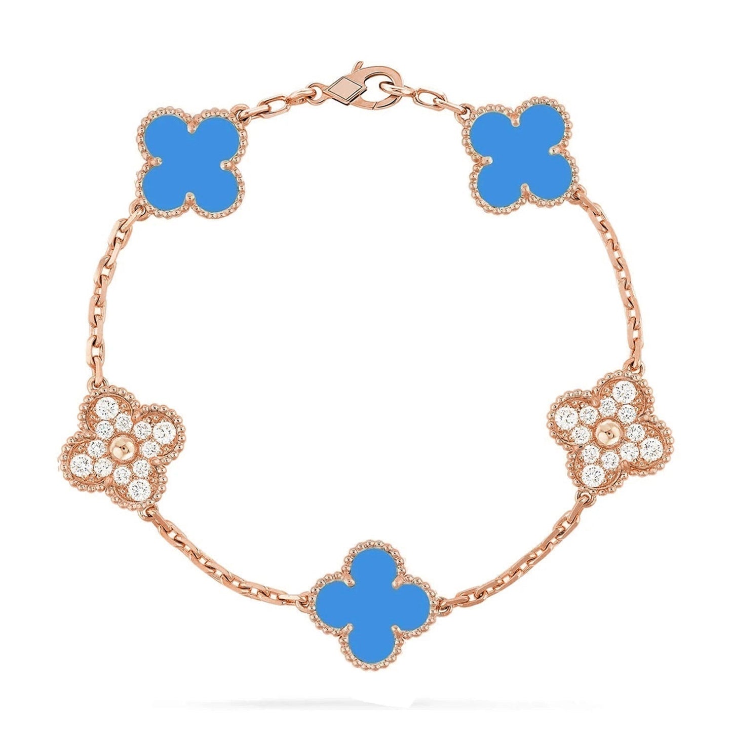 [Love Lucky] CLOVER 5 MOTIF BLUE AGATE BRACELET COLLECTION