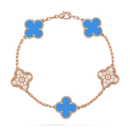 [Love Lucky] CLOVER 5 MOTIF BLUE AGATE BRACELET COLLECTION