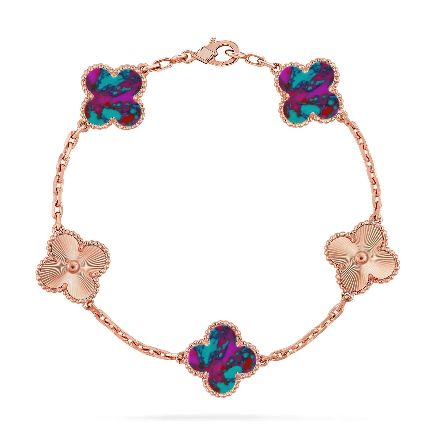 Love Lucky]CLOVER 5 MOTIF COLOR GEMSTONES BRACELET COLLECTION
