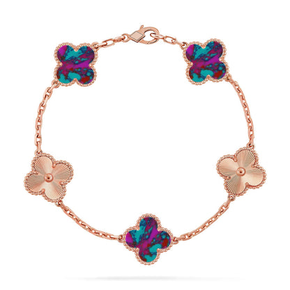 [Love Lucky]CLOVER 5 MOTIF COLOR GEMSTONES BRACELET COLLECTION