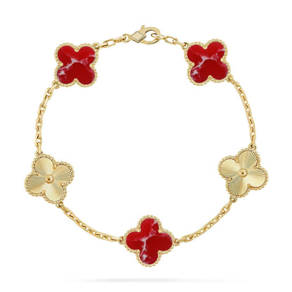 [Love Lucky]CLOVER 5 MOTIF RED PATTERN BRACELET COLLECTION