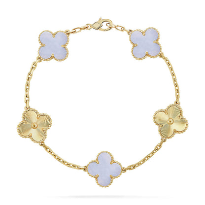[Love Lucky] CLOVER 5 MOTIF PURPLE CHALCEDONY BRACELET COLLECTION