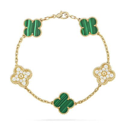 [Love Lucky] CLOVER 5 MOTIF MALACHITE BRACELET COLLECTION