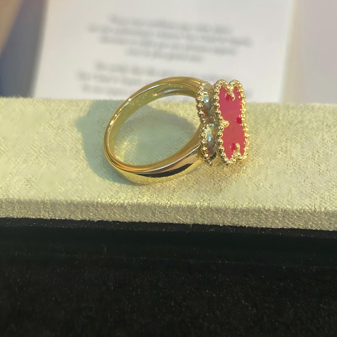 [Love Lucky]NEW CLOVER PINK ENAMEL RINGS