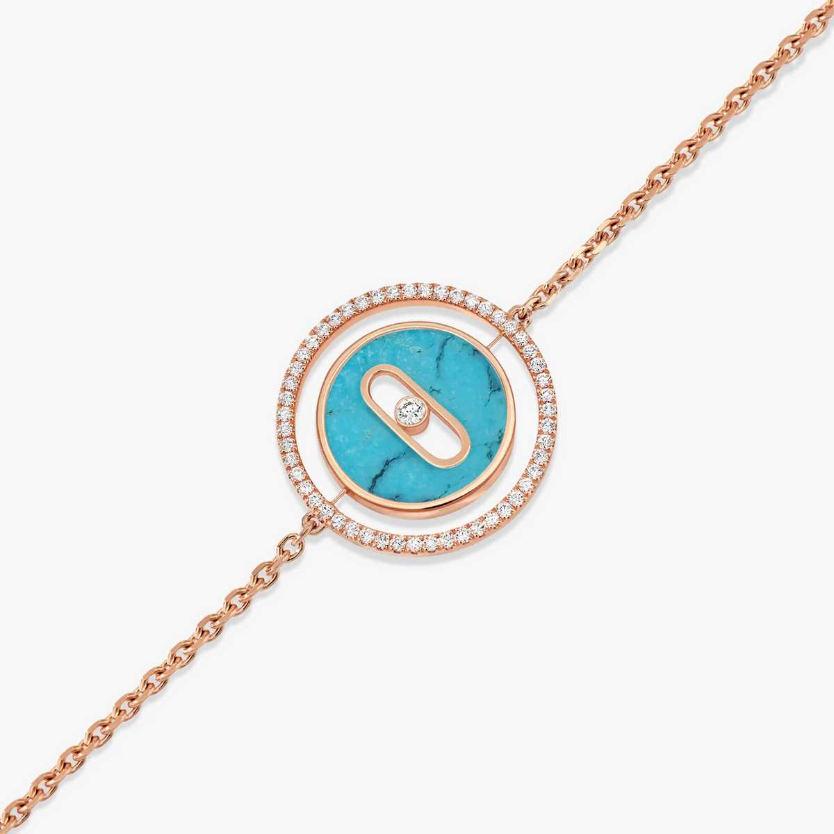 [Love Lucky]PULSERA LUCKY MOVE DE ORO ROSA, TURQUESA Y DIAMANTES