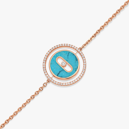 [Love Lucky]PULSERA LUCKY MOVE DE ORO ROSA, TURQUESA Y DIAMANTES