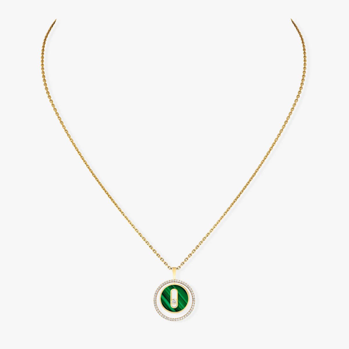 [Love Lucky]COLLIER LUCKY MOVE 1 DIAMANT MALACHITE OR DIAMANT