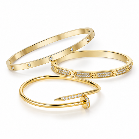 [LoveLucky] JUSTE Diamond & LOVE Diamond Bracelet Stack Set
