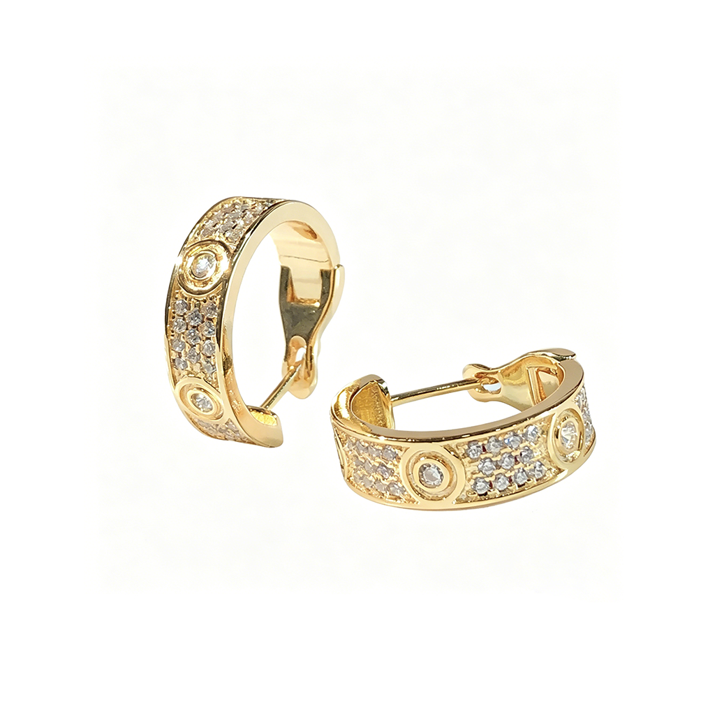 [Love Lucky]LOVE 5.5MM DIAMOND PAVED EARRINGS