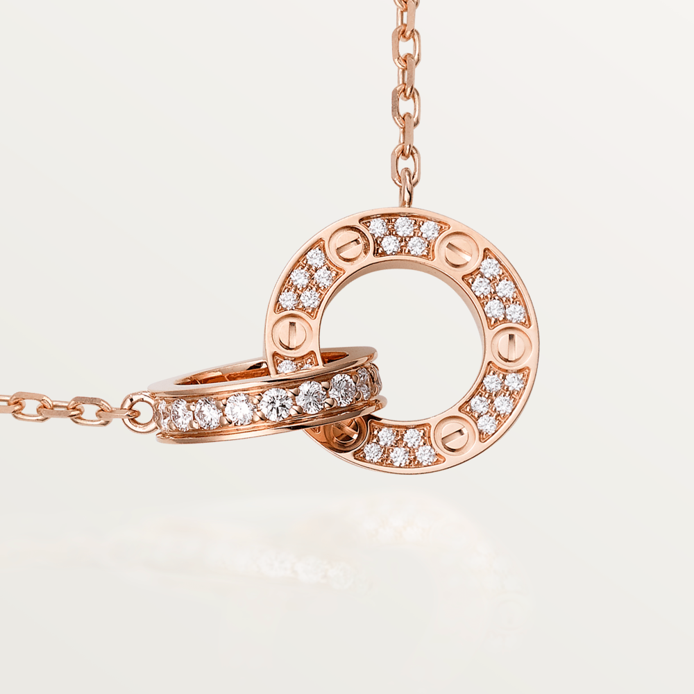 [Love Lucky]LOVE  FULL DIAMOND PENDANT NECKLACE