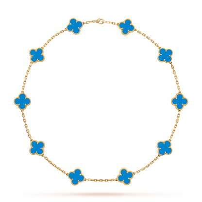 [Love Lucky]COLLANA CLOVER 10 MOTIVI IN AGATA BLU
