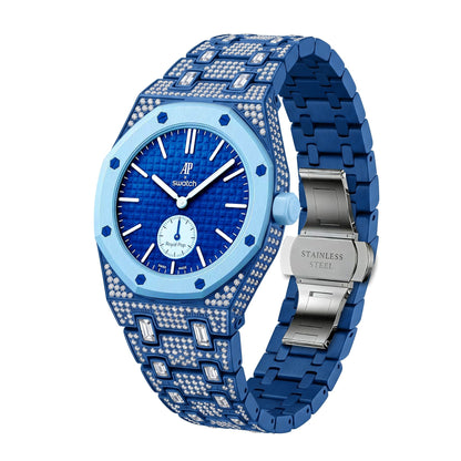 Royal Oak Pop Exclusivo con caja de biocerámica y correa de biocerámica totalmente engastado con diamantes