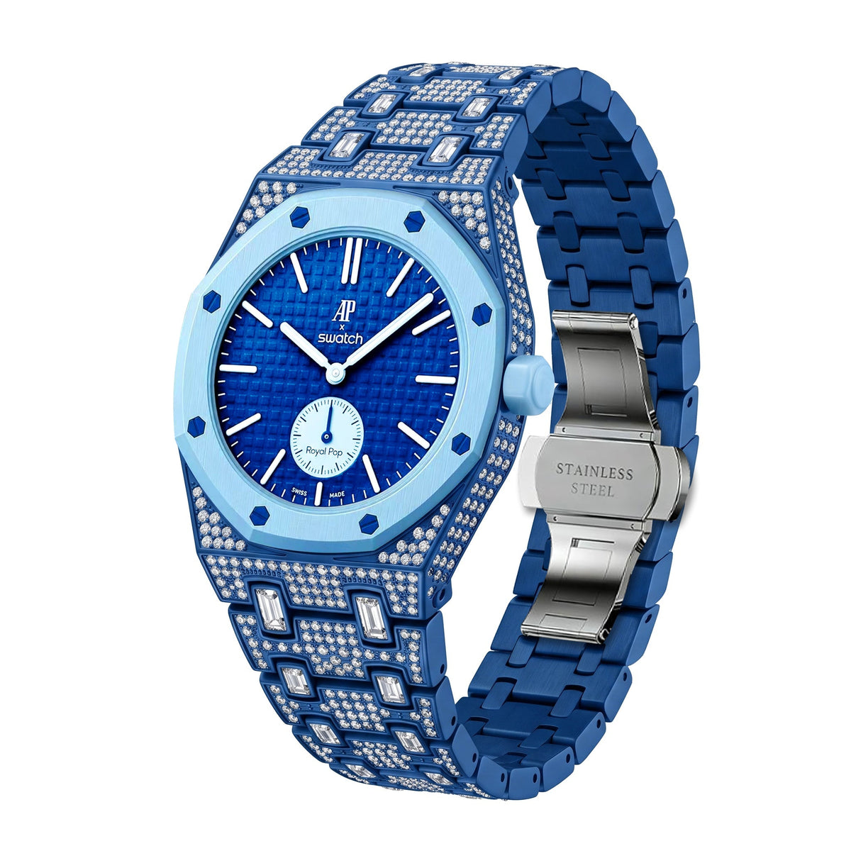 Royal Oak Pop Exclusivo con caja de biocerámica y correa de biocerámica totalmente engastado con diamantes
