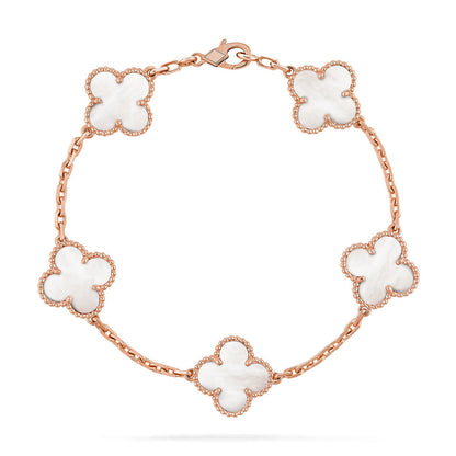 [Love Lucky]CLOVER WHITE PEARL MOP 5 MOTIF BRACELET COLLECTION