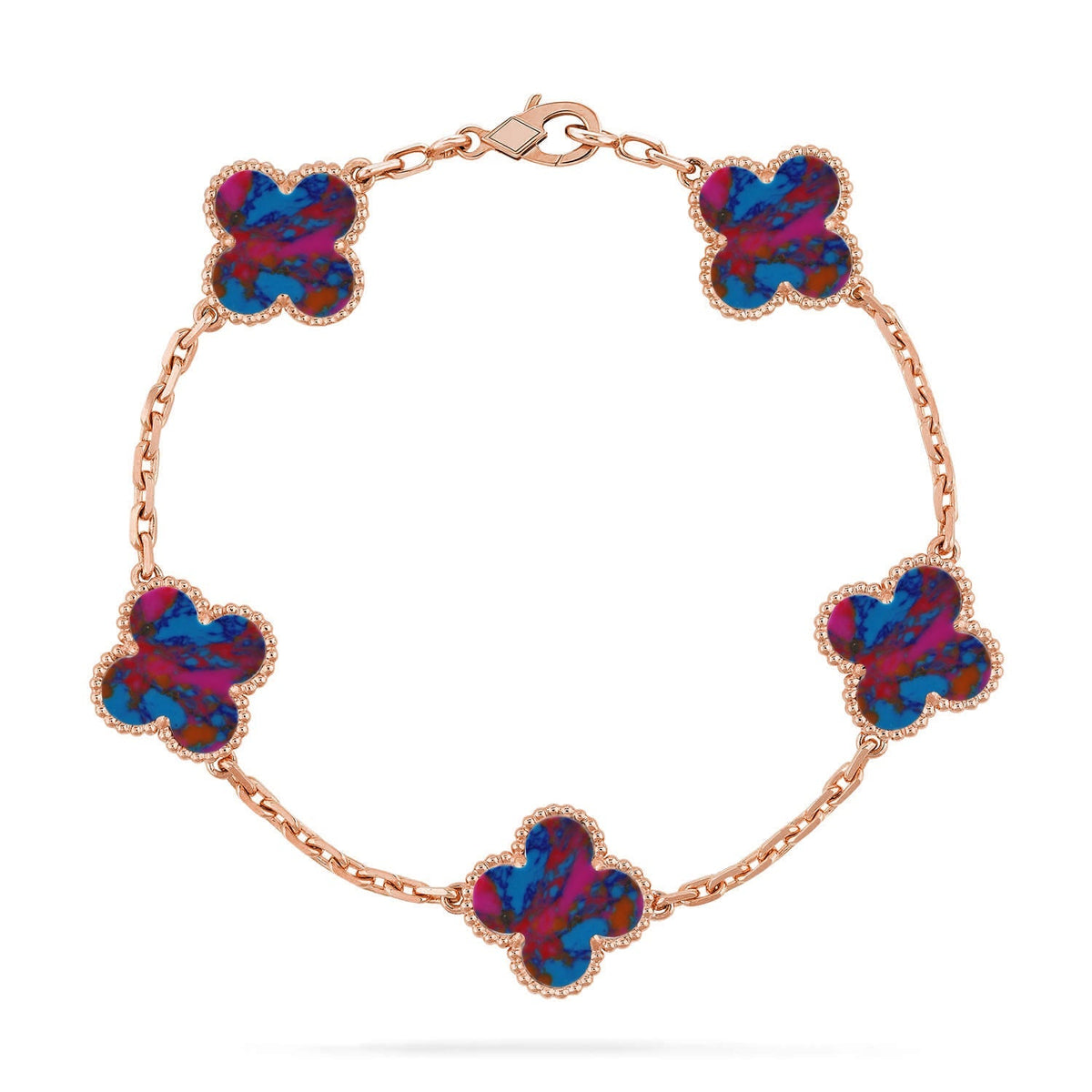 Love Lucky]CLOVER 5 MOTIF COLOR GEMSTONES BRACELET COLLECTION 