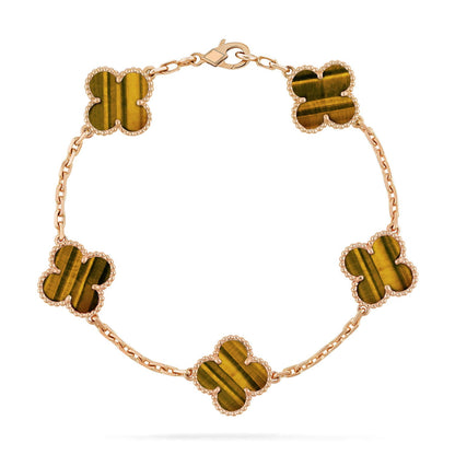 [Love Lucky] CLOVER 5 MOTIFS TIGER EYE BRACELET COLLECTION