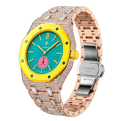 Royal Oak Pop Exclusivo con caja de biocerámica y correa de biocerámica totalmente engastado con diamantes
