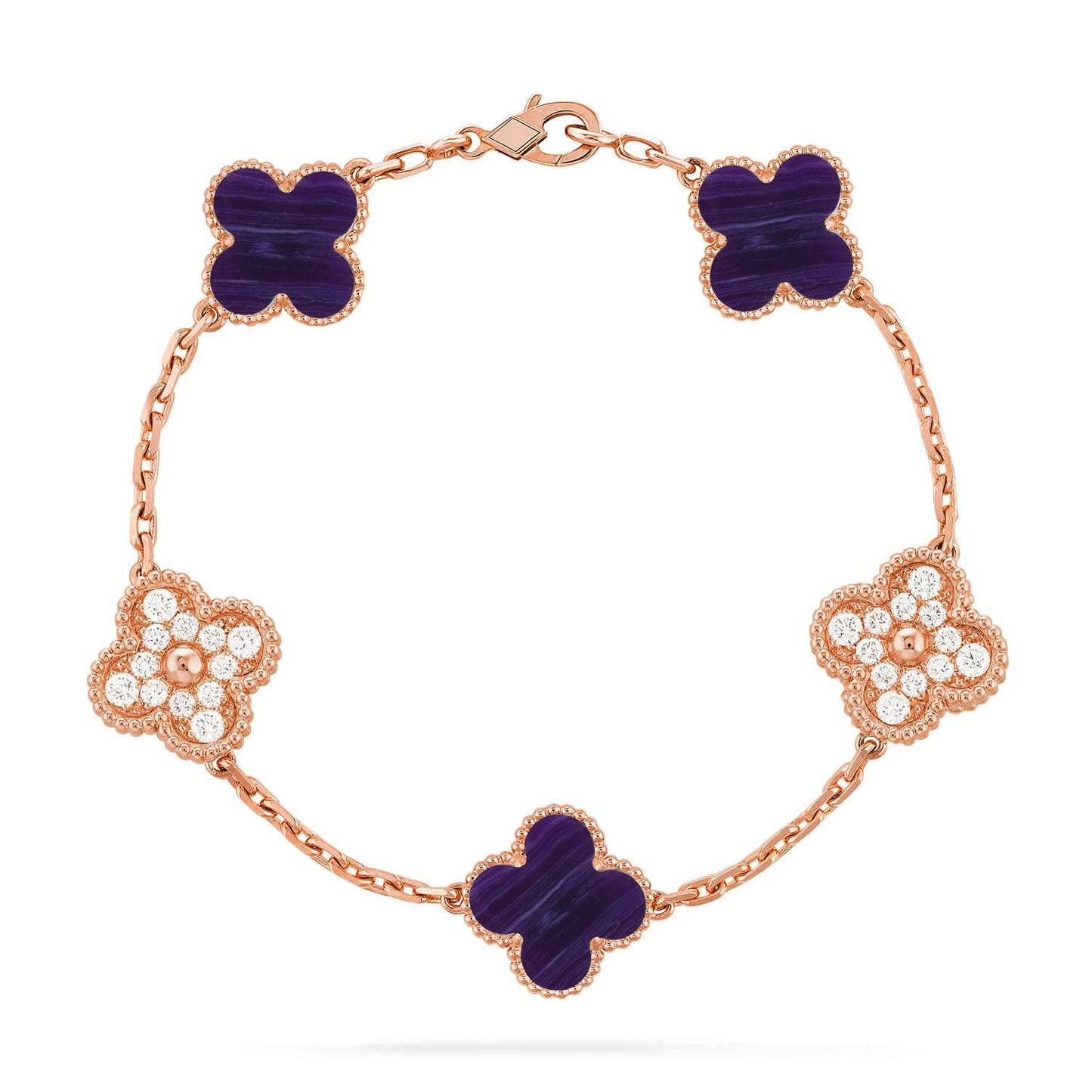 [Love Lucky]CLOVER 5 MOTIF PURPLE STRIPES BRACELET COLLECTION