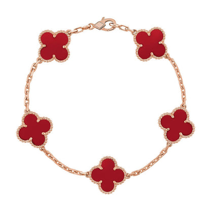 [Love Lucky] CLOVER 5 MOTIF RED CORNELIAN BRACELET COLLECTION