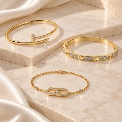 [LoveLucky] LOVE & JUSTE Baby Move Diamond Bracelet Stack Set
