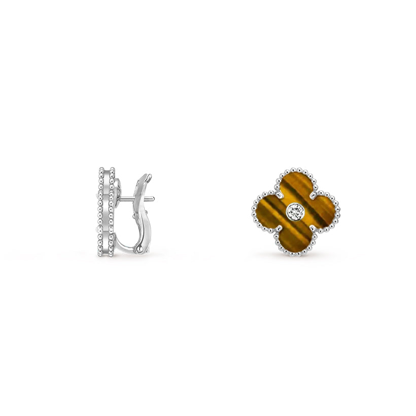 [Love Lucky]CLOVER SILVER 15MM MOP DIAMOND EARRINGS COLLECTION