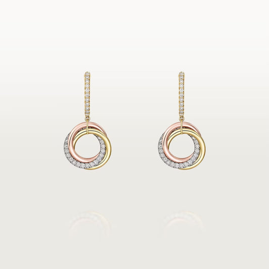 [Love Lucky]TRINITY HALF DIAMOND  EARRINGS