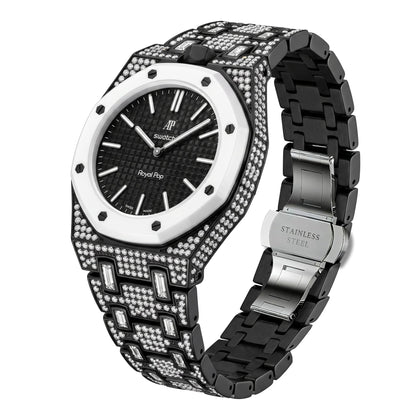 Royal Oak Pop Exclusivo con caja de biocerámica y correa de biocerámica totalmente engastado con diamantes