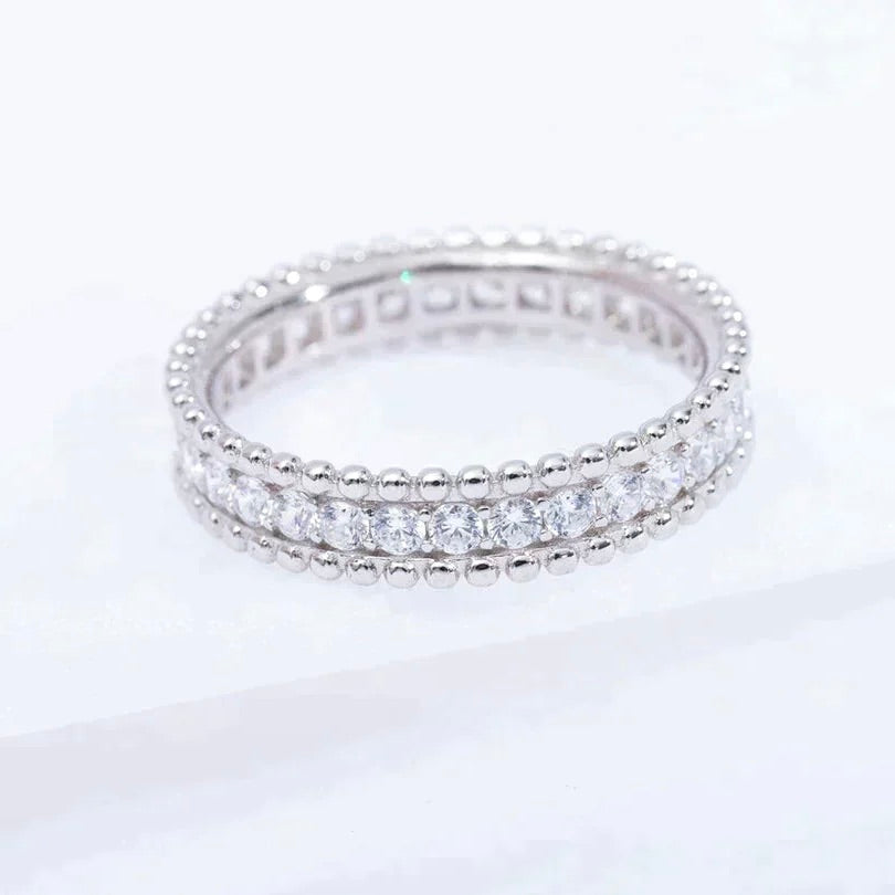 [Love Lucky]BAGUE PERLEE DIAMANT ARGENT