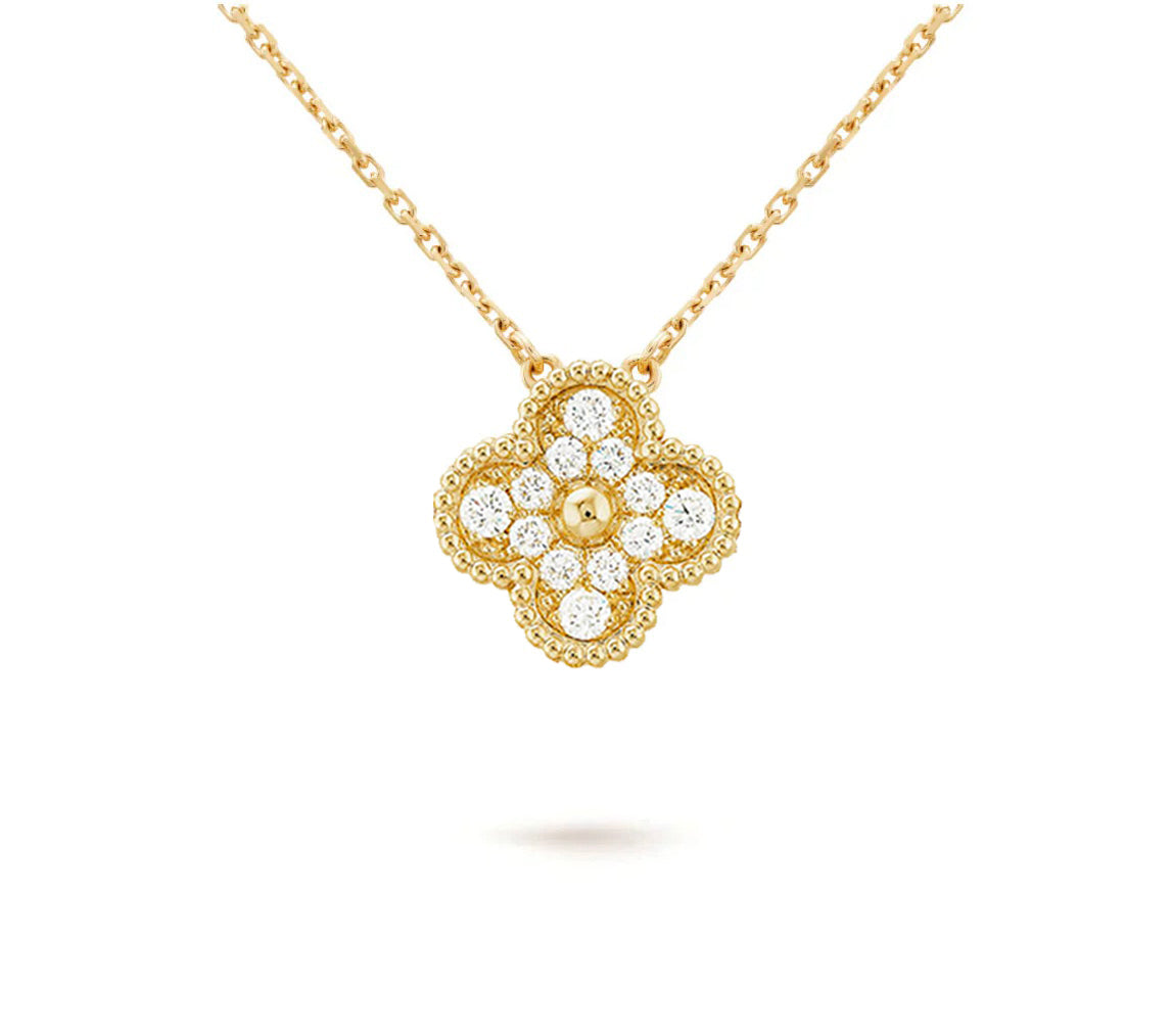 [Love Lucky]CLOVER 15MM DIAMOND SINGLE FLOWER NECKLACE COLLECTION