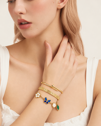 [LoveLucky]Clover Lucky Spring & Love & Juste Garden 3-Piece  Bracelet Stack Set