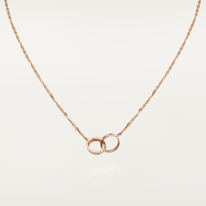 [Love Lucky]LOVE DOUBLE RING HALF DIAMOND NECKLACE