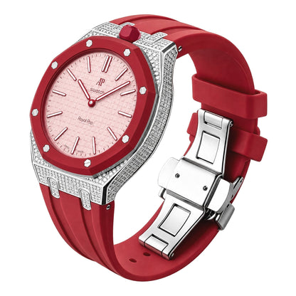 Royal Oak Pop exclusivo con caja de acero, diamantes (moissanita) y correa de silicona