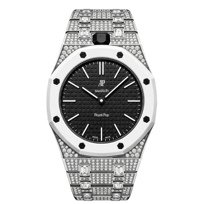 Royal Oak Pop Exclusivo con caja de biocerámica y correa de biocerámica totalmente engastado con diamantes