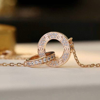 [Love Lucky]LOVE  FULL DIAMOND PENDANT NECKLACE