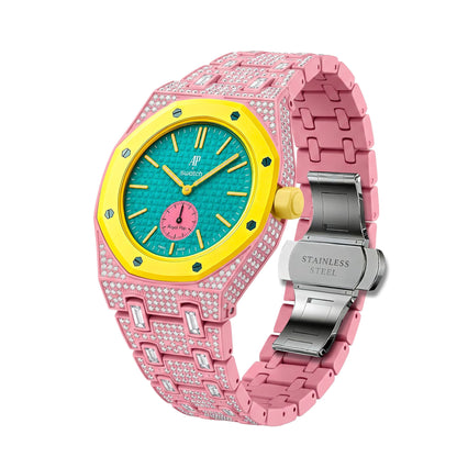 Royal Oak Pop Exclusivo con caja de biocerámica y correa de biocerámica totalmente engastado con diamantes