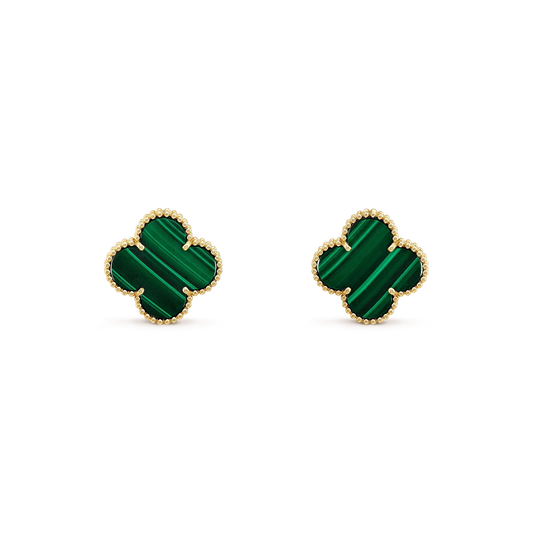 [Love Lucky]CLOVER MINI 9.5MM MALACHITE  EARRINGS